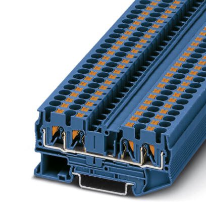 Phoenix Contact Multi-Conductor Terminal Block; PT 4-QUATTRO BU; 30A; 600V; 1-Level; #24 - #10; Push-In Connection; Blue